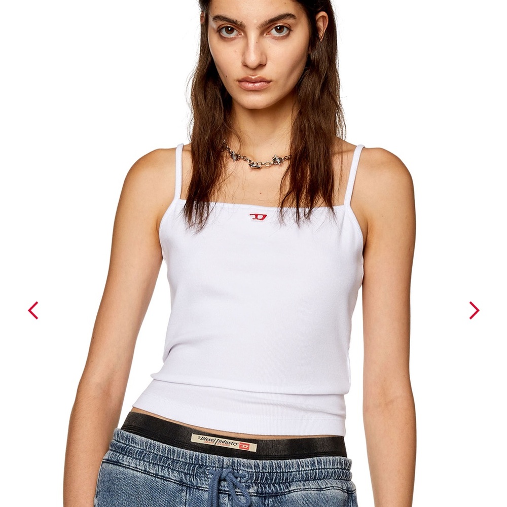 Diesel White Fitted Camisole Tank Top